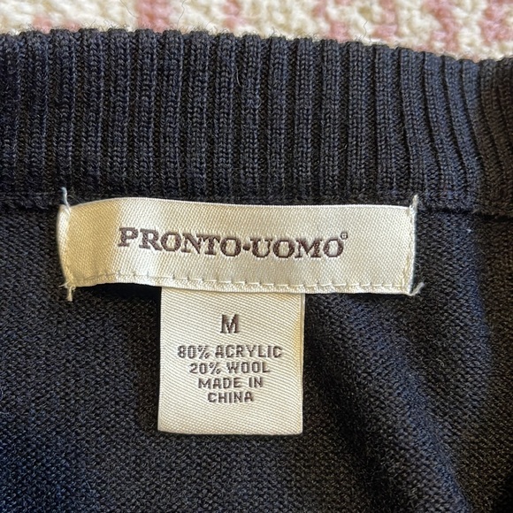 PRONTO-UOMO 80% Acrylic 20% Wool Color Block Front Crew Neck Sweater Size M - Picture 7 of 8